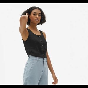 Everlane Linen Button-Front Crop Tank